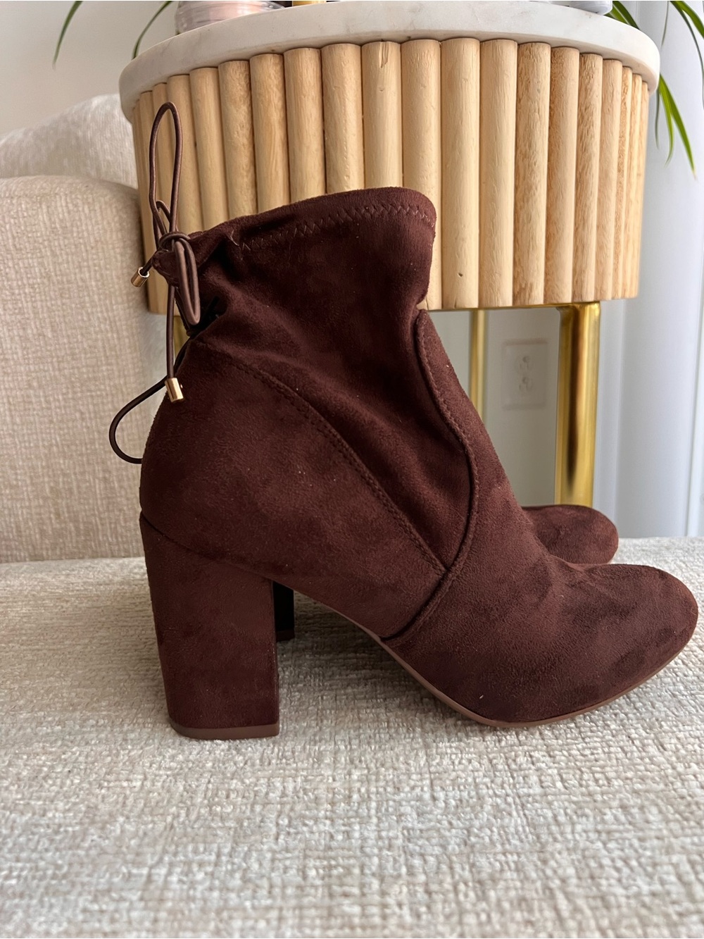 Forever 21 Dark Brown Suede Block Heel Ankle Boots